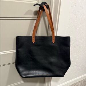 Madewell Black Tote with Brown Straps